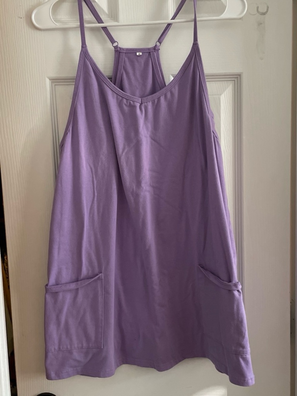Women's Lavender Spaghetti-Strap Pocket Tank Dress